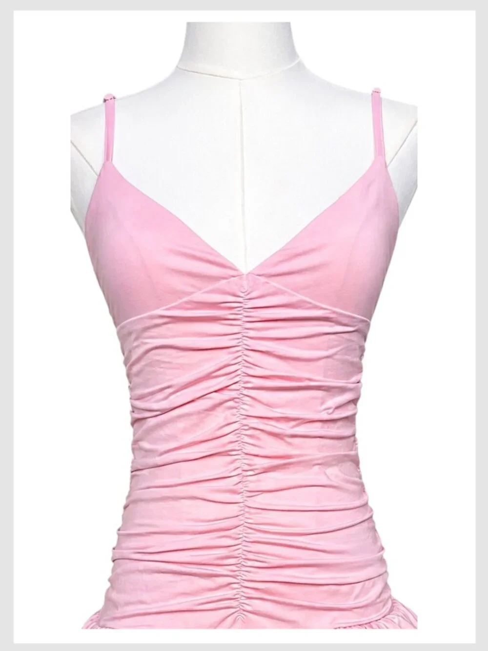 Edikted Carinne Ruched Bodycon Mini Dress Pink S